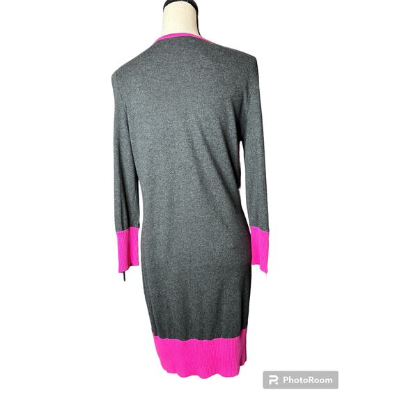 MIchael Kors Sweater Dress Size M Gray and Hot Pink Color Block NEW - Picture 3 of 8